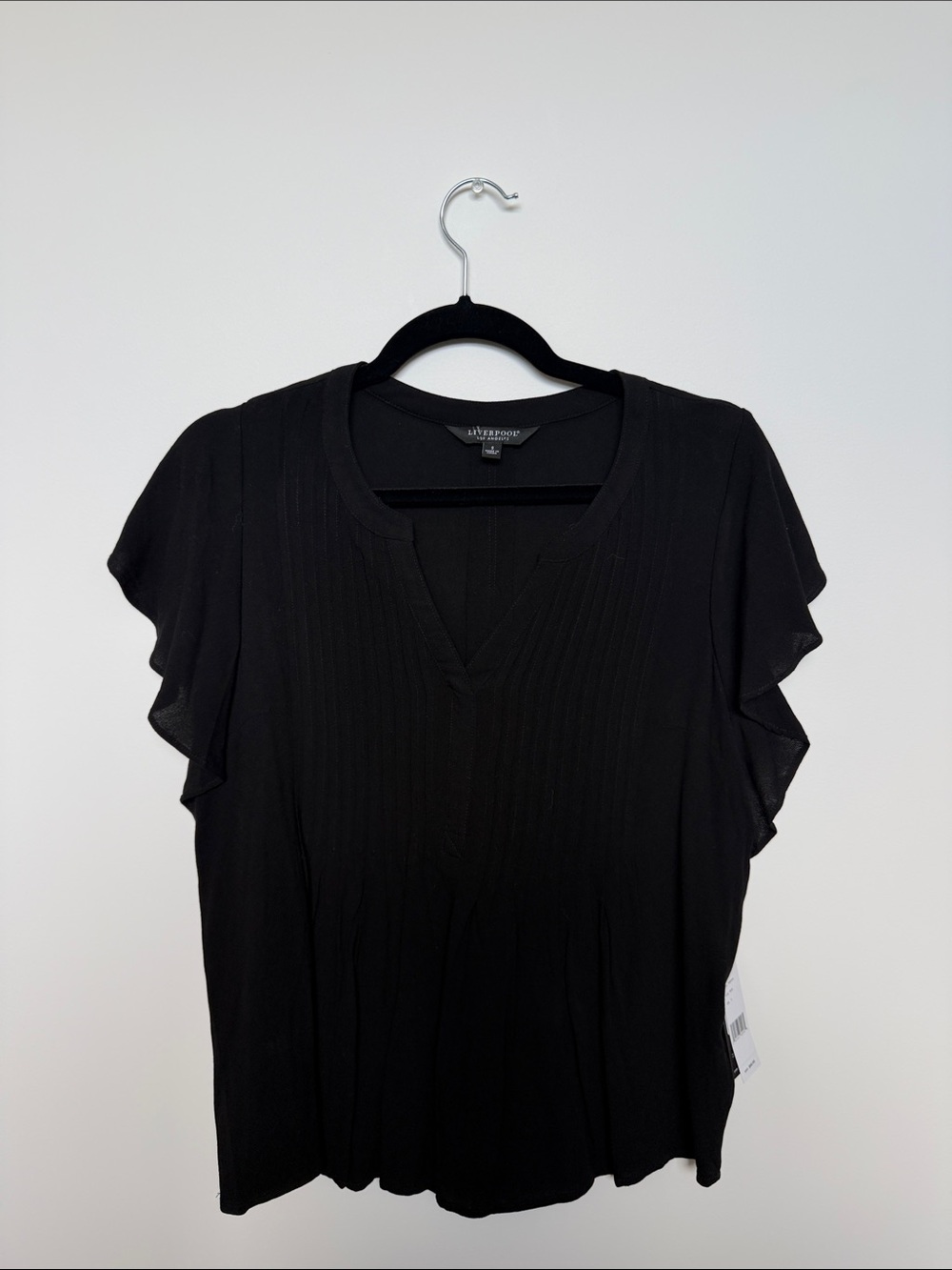 Liverpool Black V-Neck Flutter Sleeve Blouse